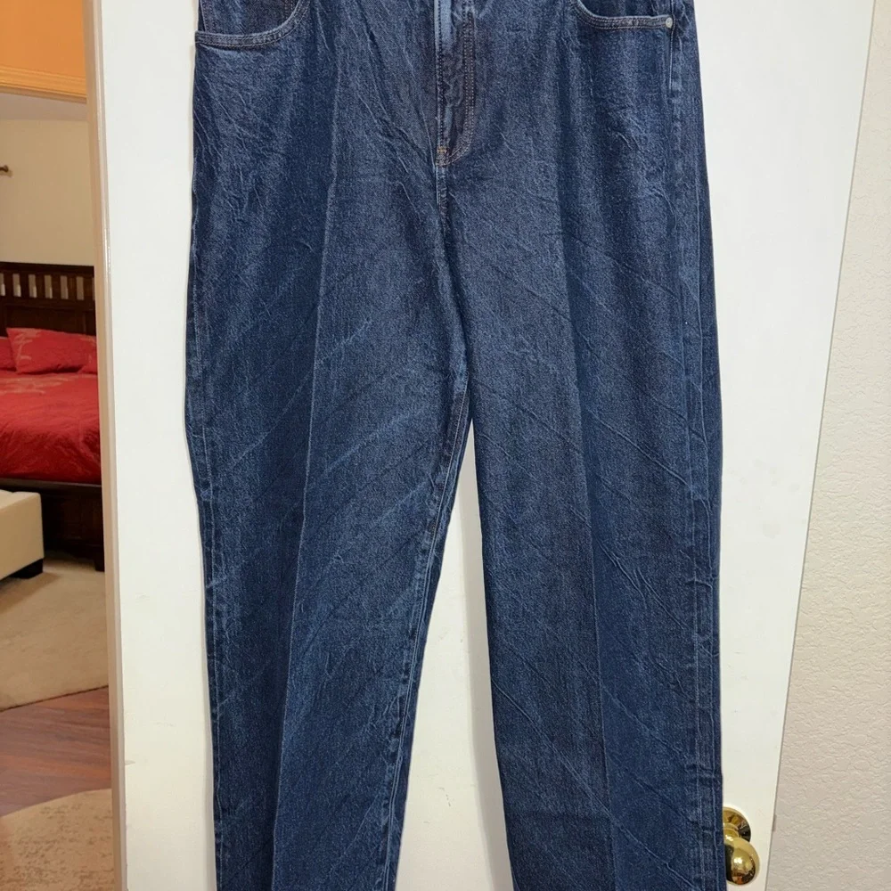 NWT Express Dark wash High Rise Wide leg jeans Sz 16 - Picture 2 of 5